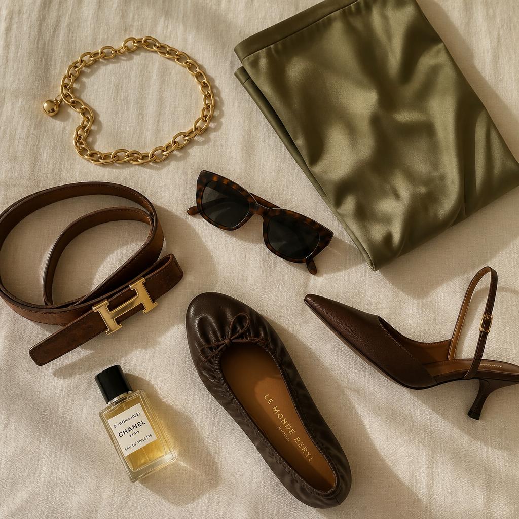 Curated fashion finds flat lay